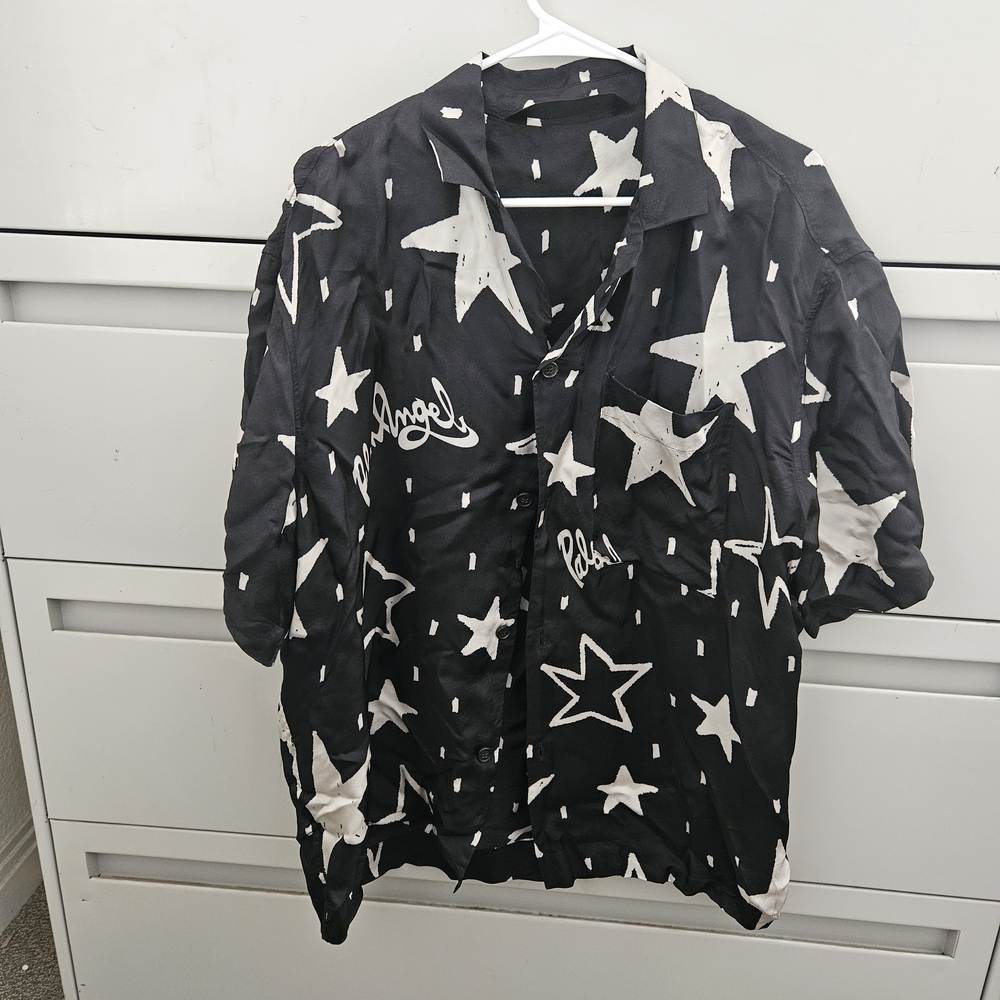 Palm Angels Black and White Star Lightweight Shirt and Shorts Set